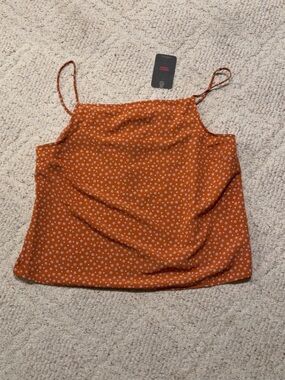 NWT Levi's Rust Orange Floral Spaghetti-Strap Camisole, Women’s XL